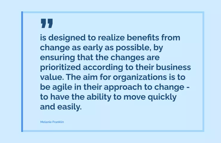 Melanie Franklin explains in her agenda-setting 2014 book, Agile Change Management