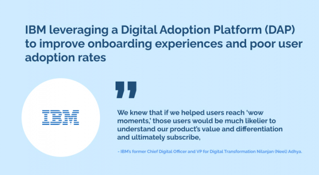 IBM leveraging a Digital Adoption Platform (DAP) to improve onboarding experiences and poor user adoption rates